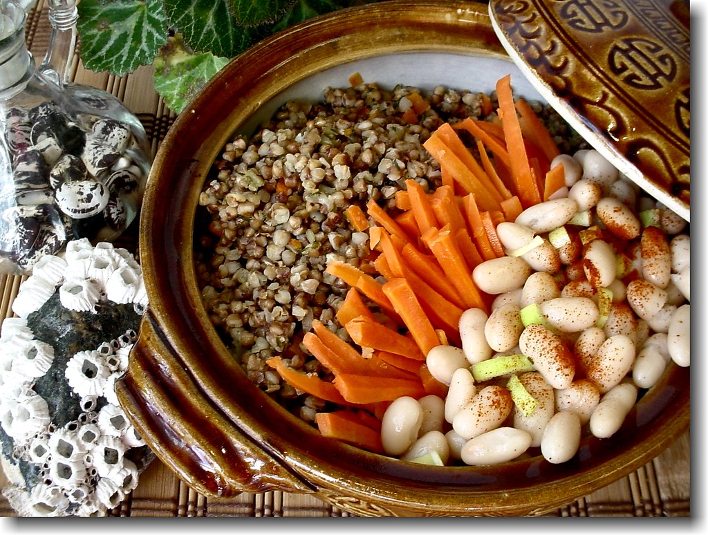 Oven-Baked Buckwheat with Shredded Turkey, Carrots & Melted Cheese