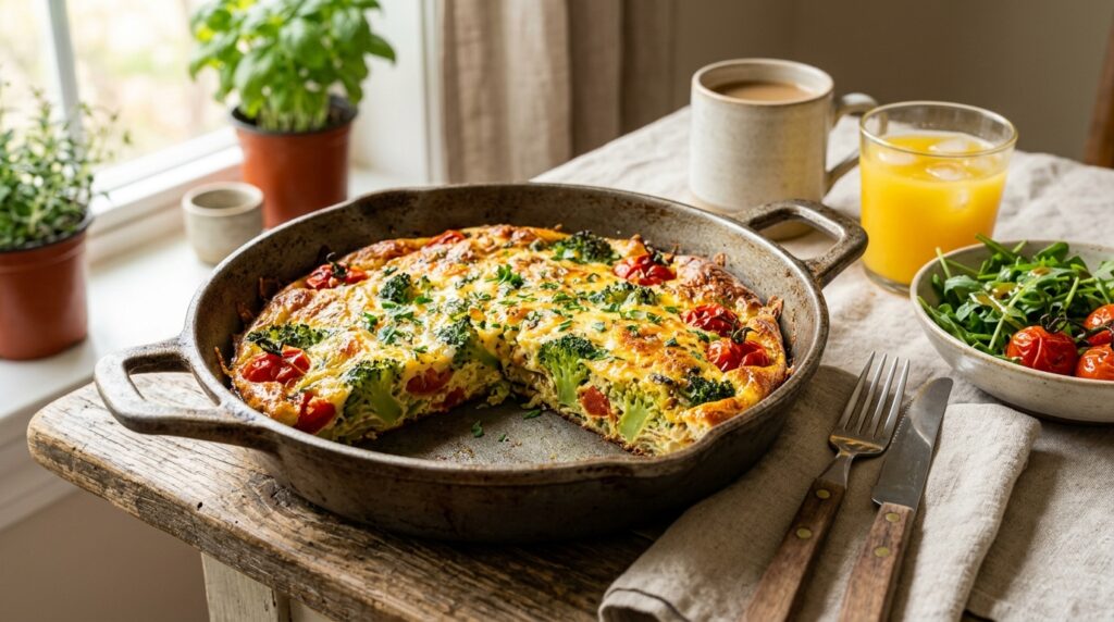 Frittata de Brócolos e Tomate Fresco