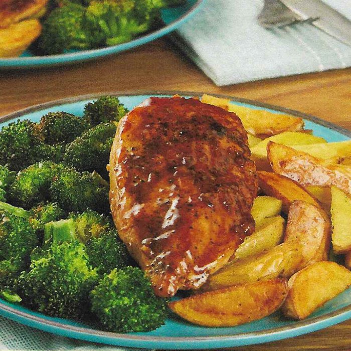 Low-Carb Honey Balsamic Chicken with Crispy Broccoli & Caulifloweres