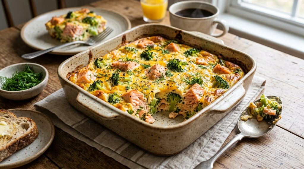 Gebackener Lachs-Brokkoli-Eierauflauf