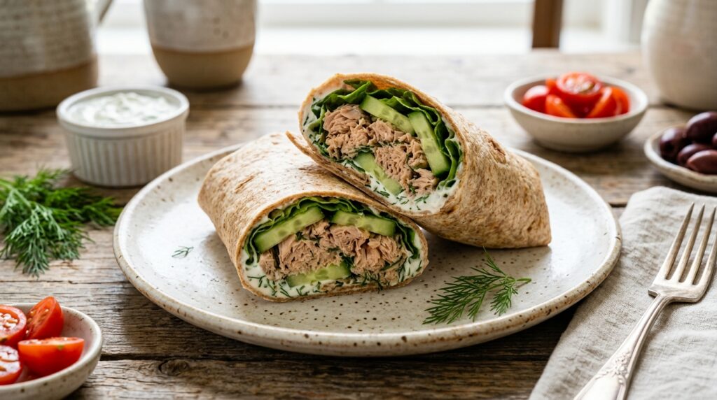 Mediterranean Tuna & Crunchy Cucumber Lavash Roll